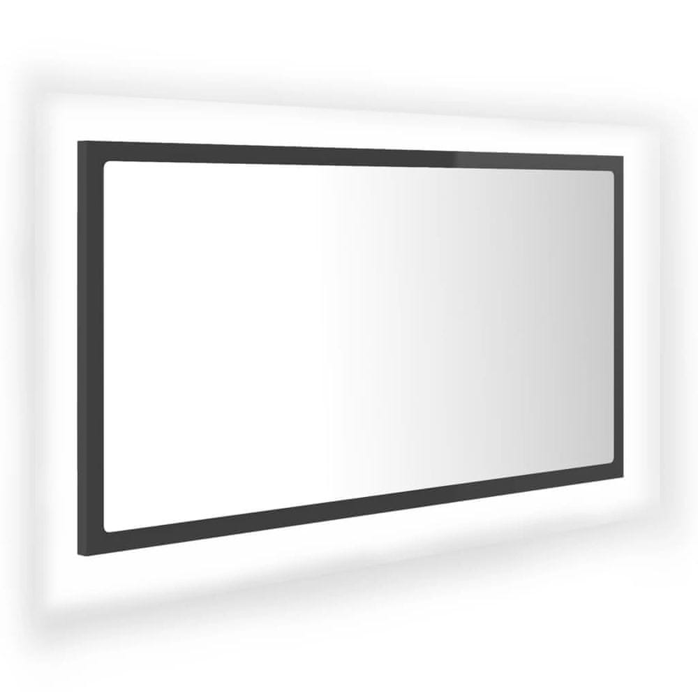 Vidaxl LED kúpeľňové zrkadlo lesklé sivé 80x8,5x37 cm akryl